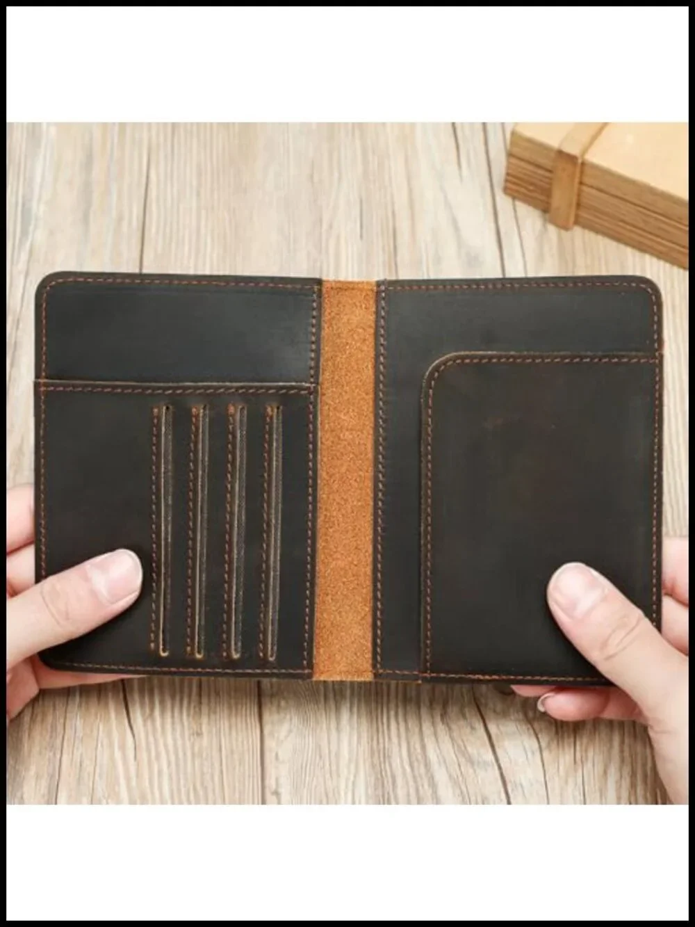 Genuine Leather Passport Holder with Card Slots & Cash Pocket, Vintage Travel